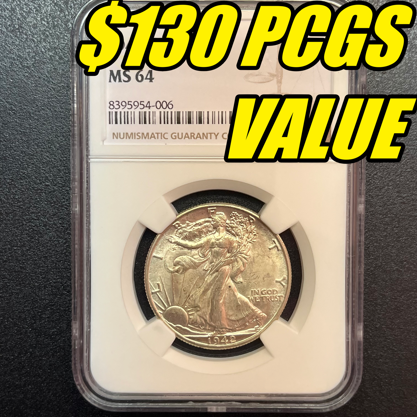 NEED GONE 1942-D Walking Liberty Half Dollar - GRADE MS 64