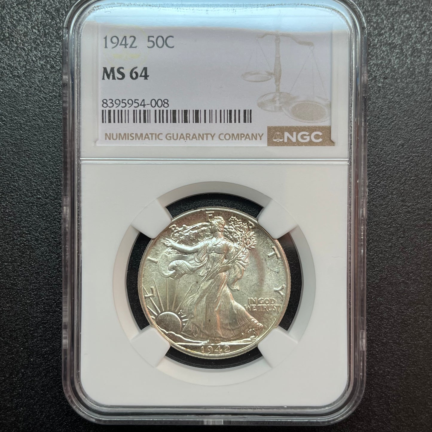 1942 Walking Liberty Half Dollar - GRADE MS 64