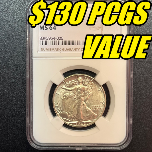 NEED GONE 1942-D Walking Liberty Half Dollar - GRADE MS 64