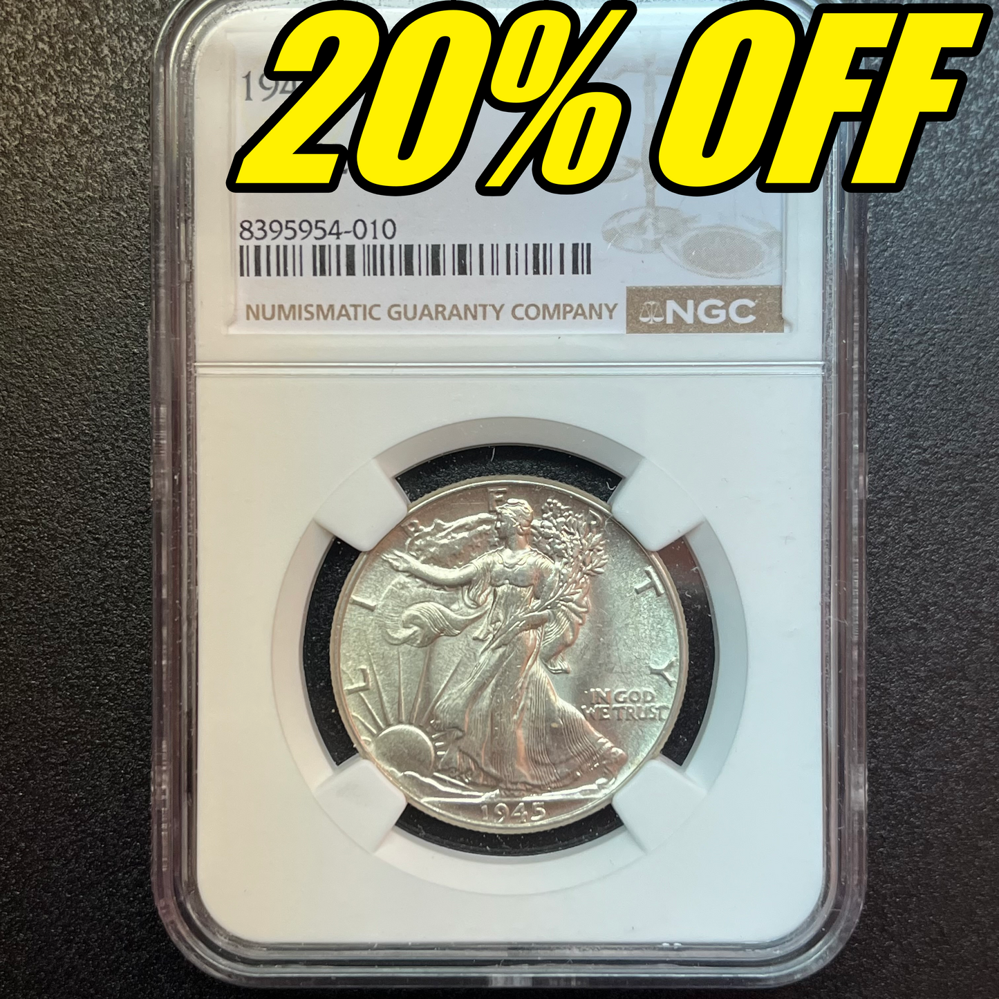 AT COST 1945 Walking Liberty Half Dollar - GRADE MS 62