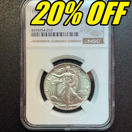 AT COST 1945 Walking Liberty Half Dollar - GRADE MS 62