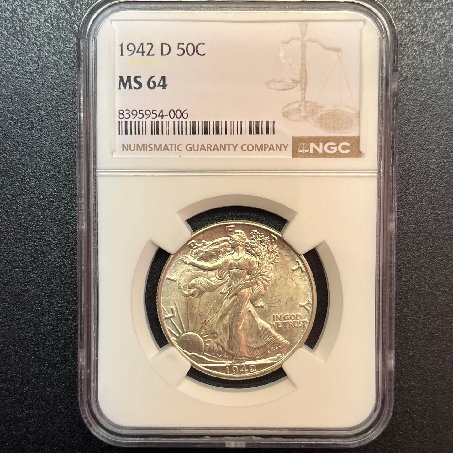 NEED GONE 1942-D Walking Liberty Half Dollar - GRADE MS 64
