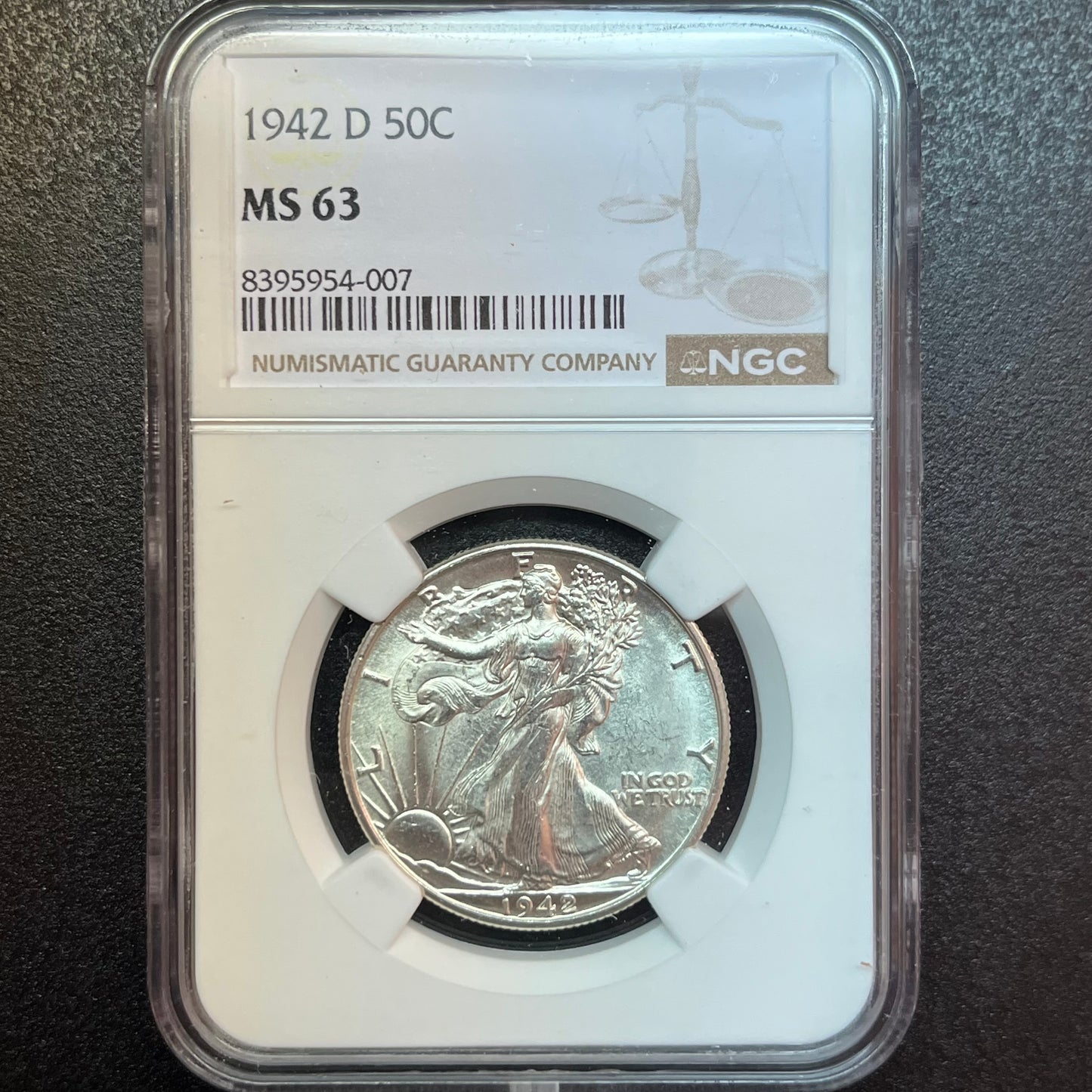 AT COST 1942-D Walking Liberty Half Dollar - GRADE MS 63