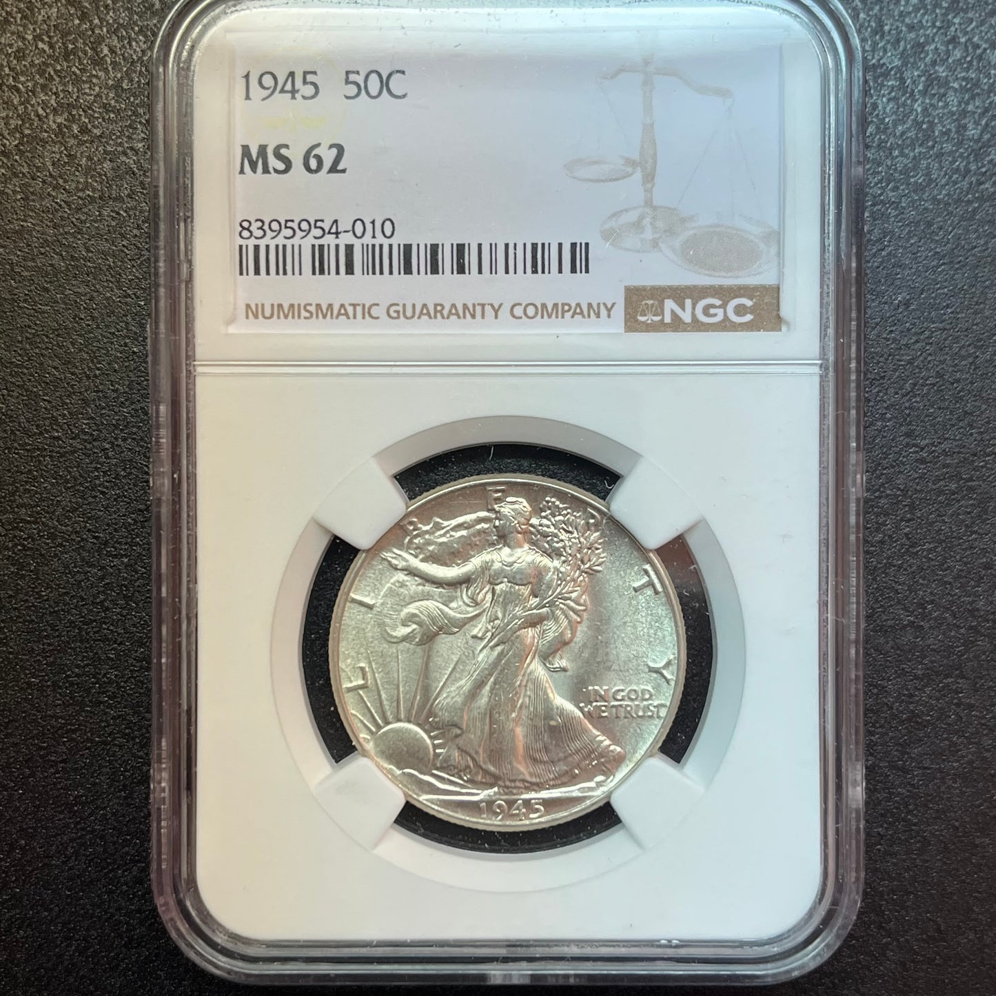 AT COST 1945 Walking Liberty Half Dollar - GRADE MS 62